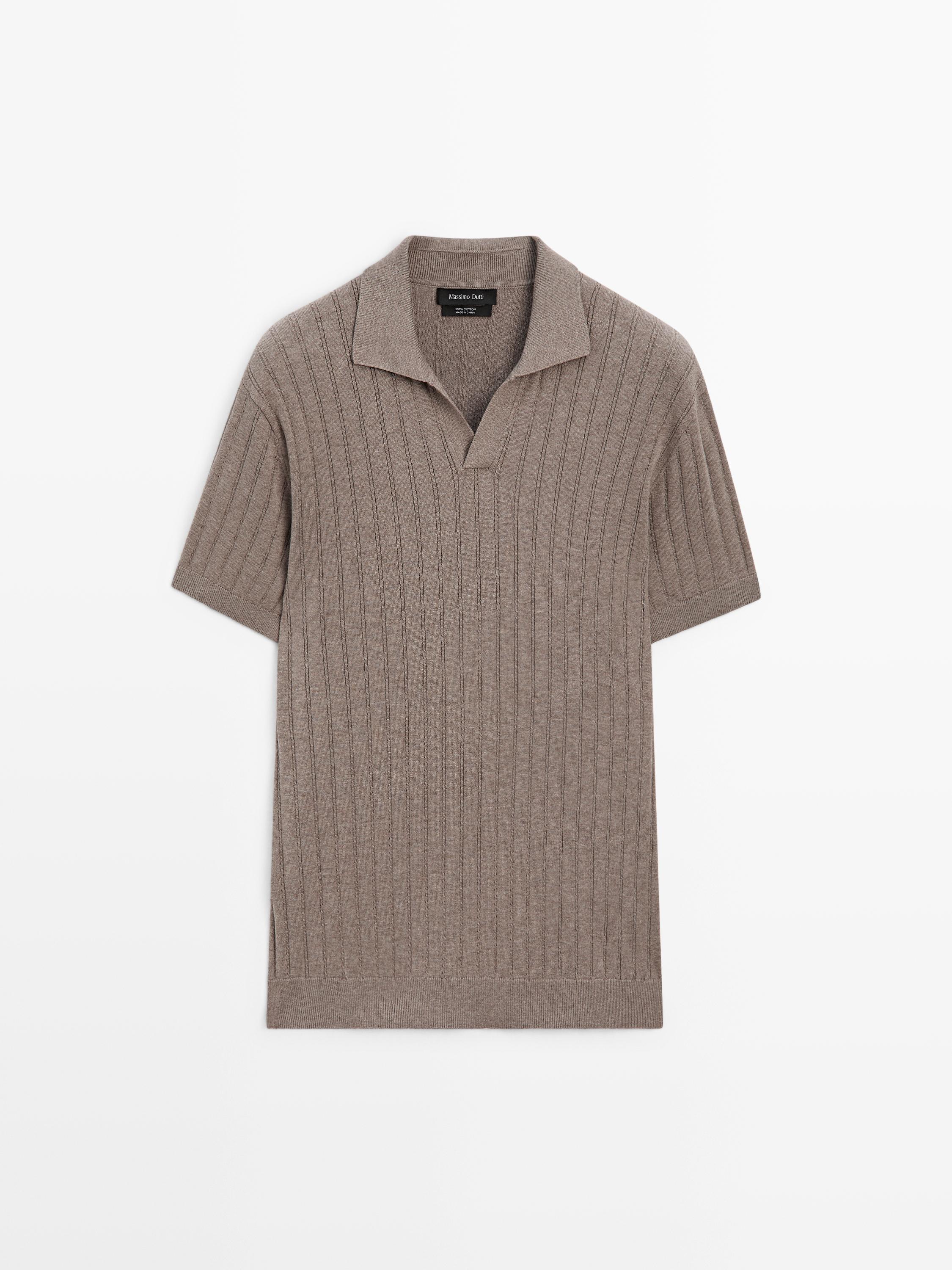 Cable-knit polo sweater